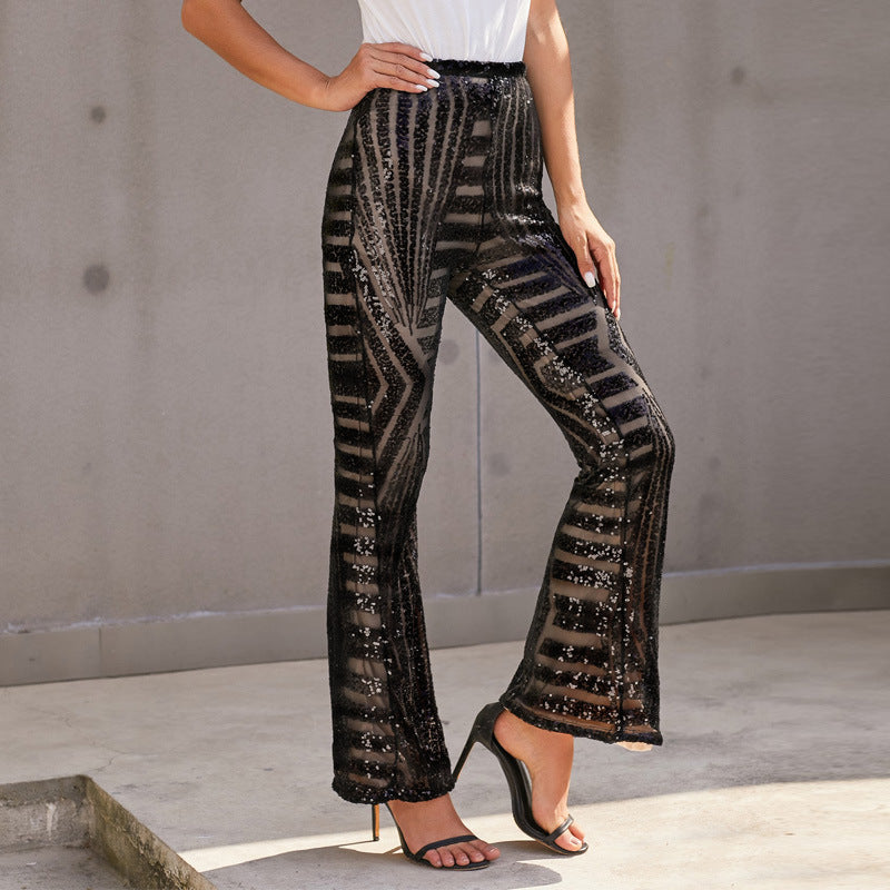 Glitzernde Partyhose Schlagpailletten Design - IdealeKleiden