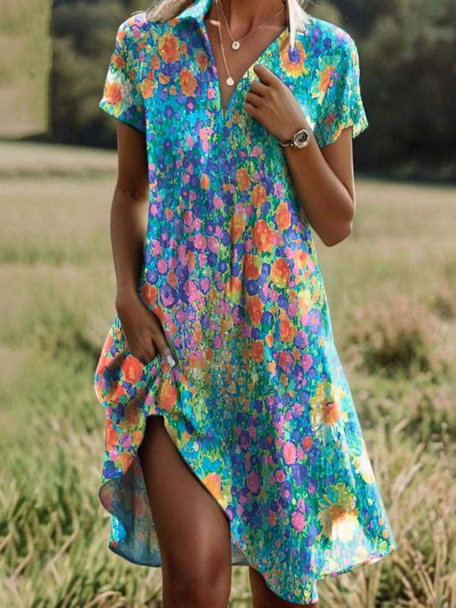 Women's Summer Dress Floral Print Loose Fit