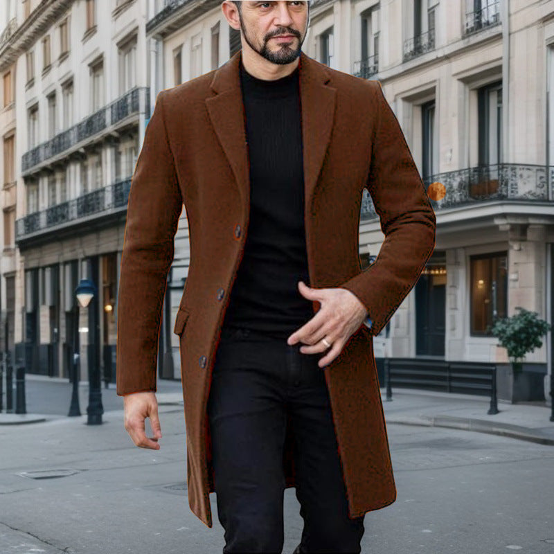 Men's Elegant Grey Wool Coat