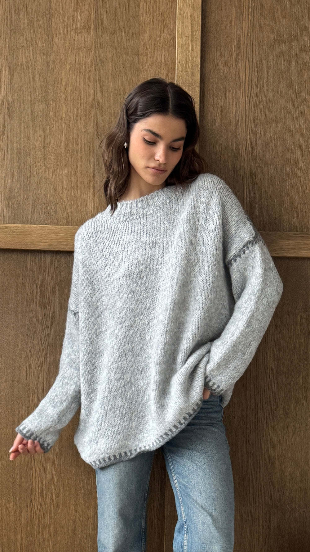 Women's soft sweater with contrast details