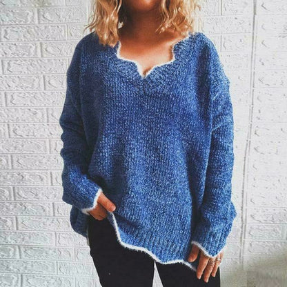 Damen Pullover Herbst Bequem Einfarbig - IdealeKleiden