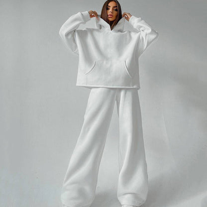 Women's Casual Oversized Hoodie Set with Wide-Leg Pants