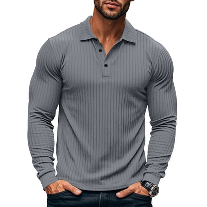 Men's Long-Sleeve Shirt Textured Pattern Modern