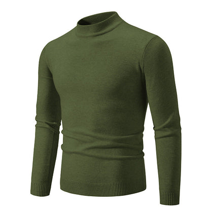 Men's Pullover Fine Knit High Collar Elegant