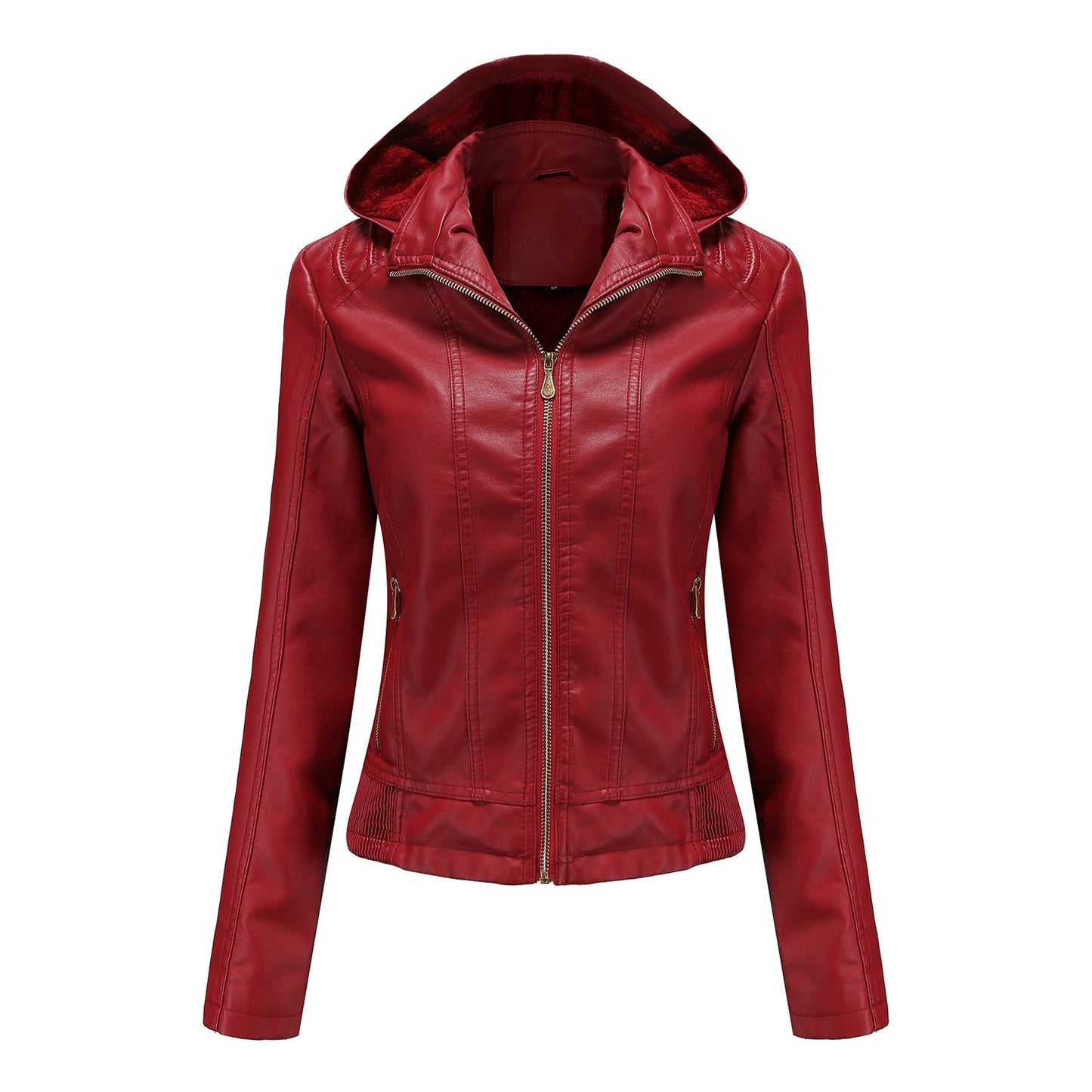 Women's Leather Jacket Elegant Cut With High Collar