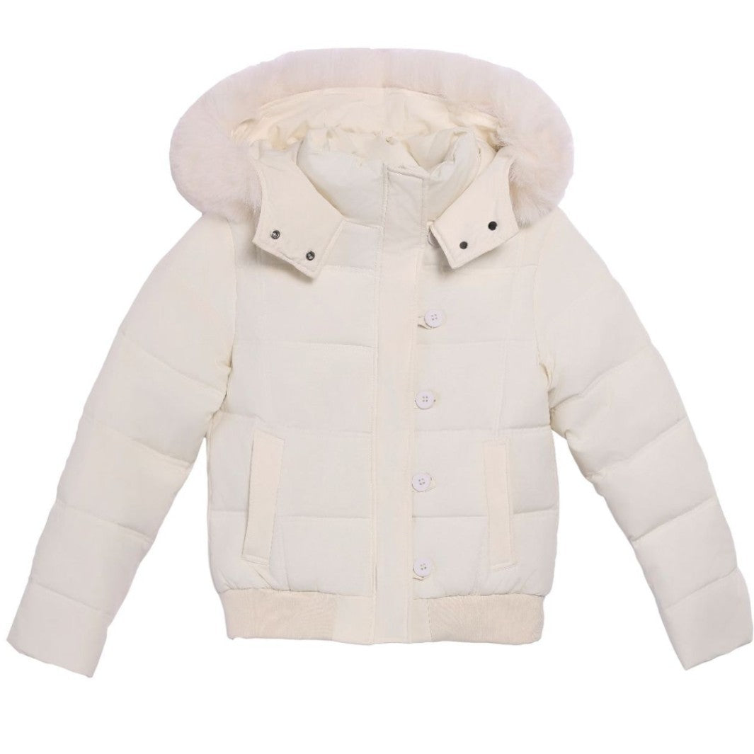 Women's Elegant Winter Jacket With Detachable Fur Collar