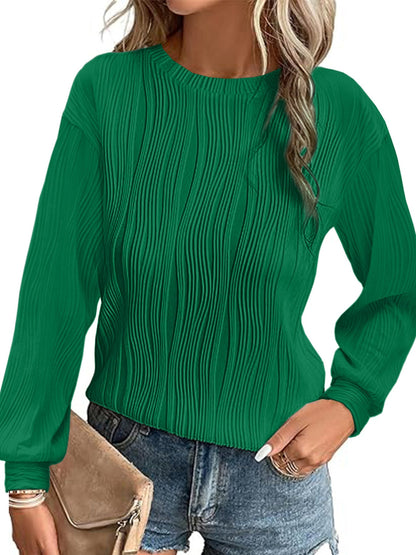 Women's Pleated Long-Sleeved Elegant Sweater