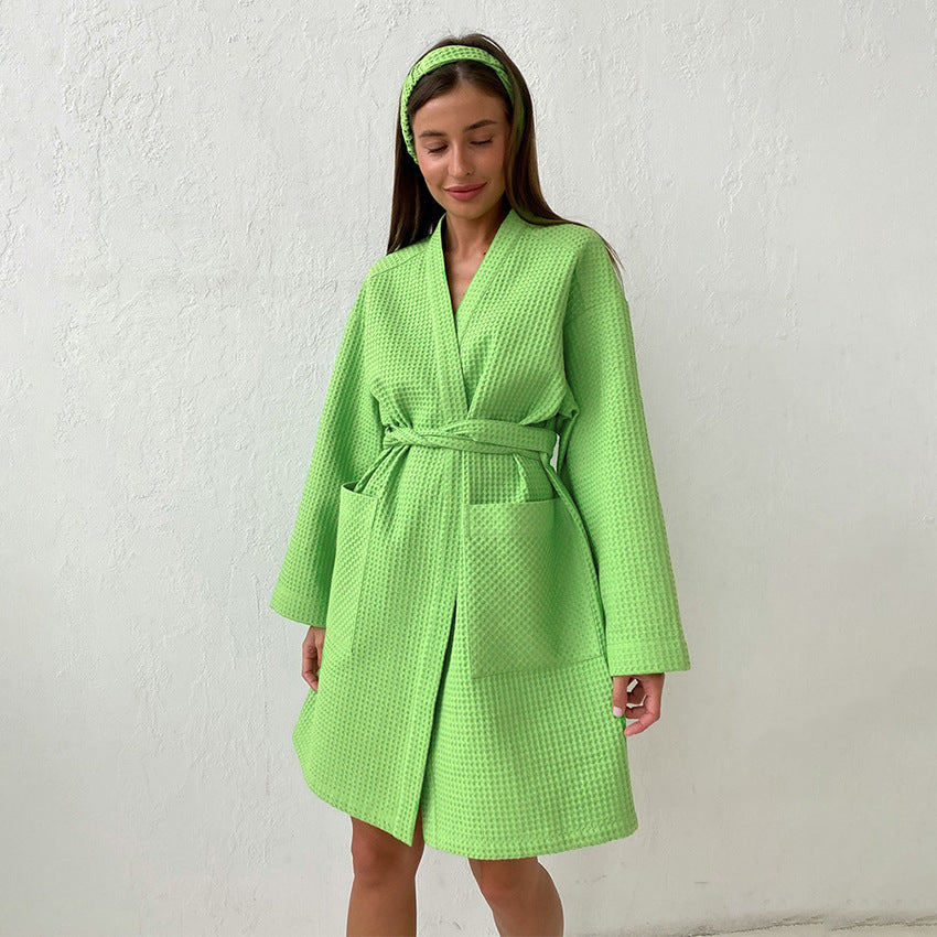 Women's Bathrobe Soft Cotton with Belt and Pockets