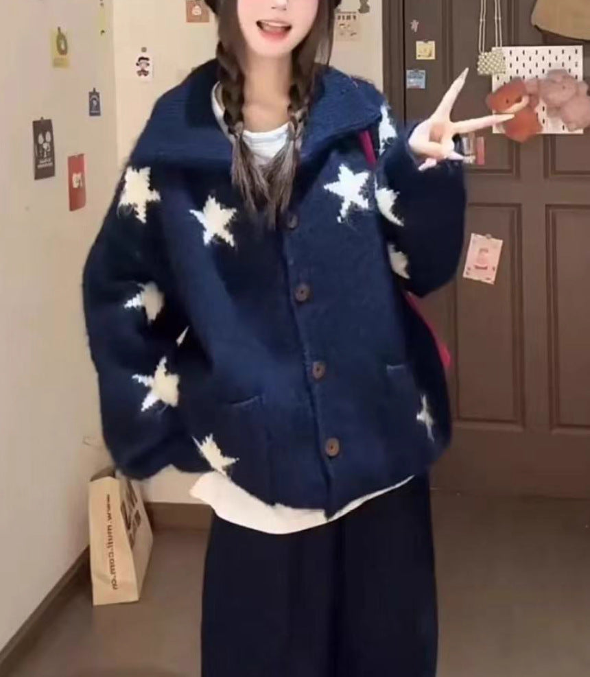 Women's Cardigan Star Pattern Practical