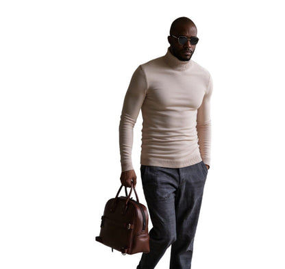Men's Turtleneck Sweater Finely Structured Elegant Design