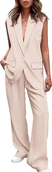Women's Elegant Business Suit Short Sleeve Tops and Pants
