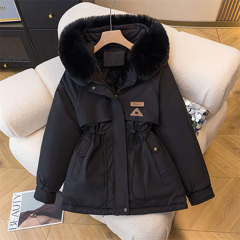 Women's Winter Parka Warm Insulated with Detachable Faux Fur Collar and Side Pockets