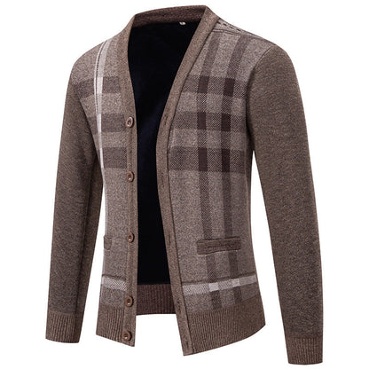 Men's Cardigan Check Pattern Elegant Design