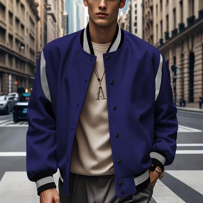 Men's Retro Varsity Jacket Sporty Contrast Sleeves