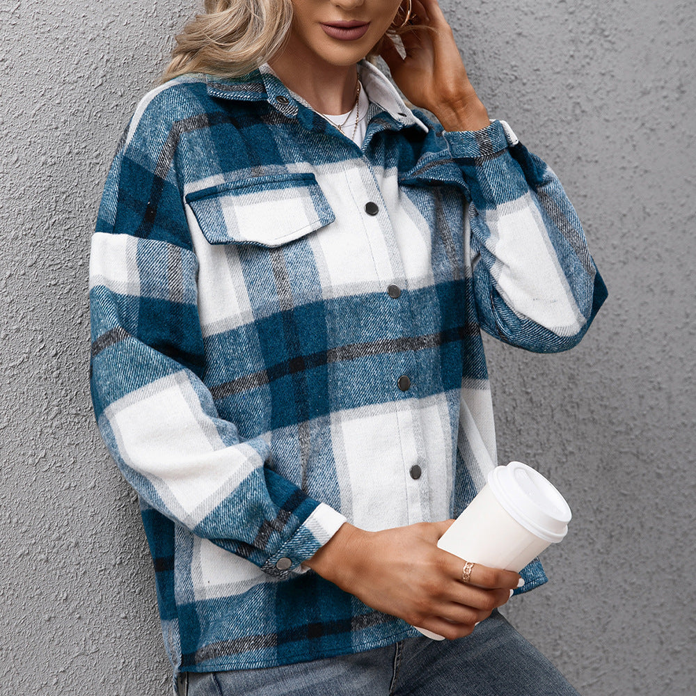 Women's Plaid Overshirt Casual Modern