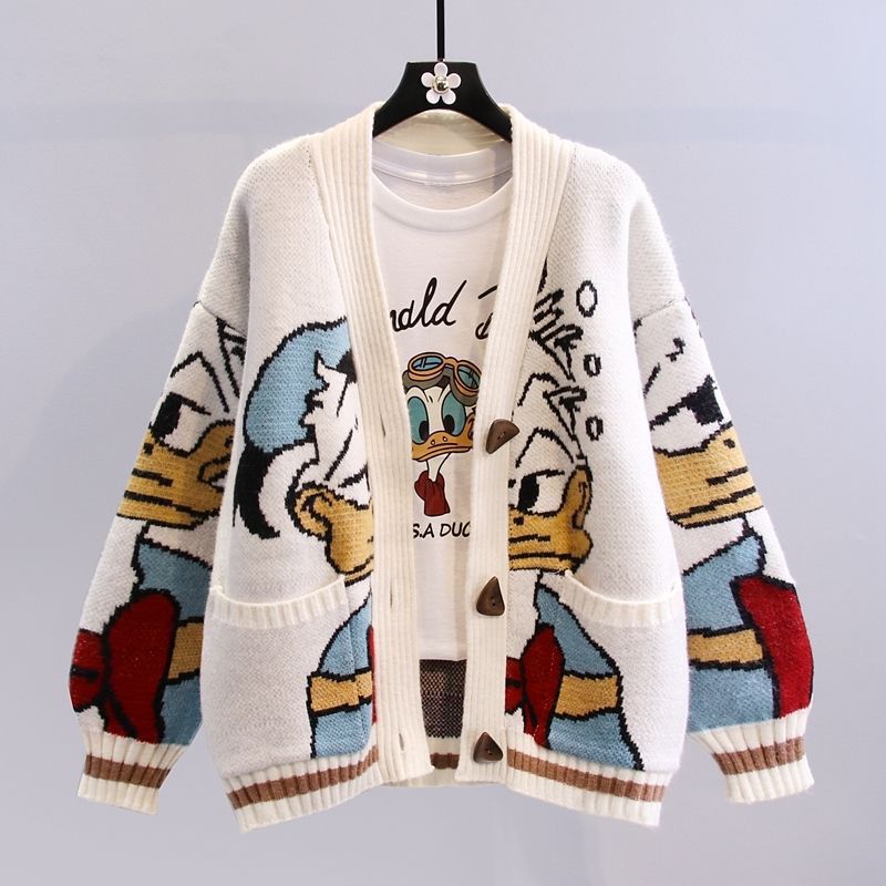 Women's Cardigan Cartoon Motif Wide Sleeves