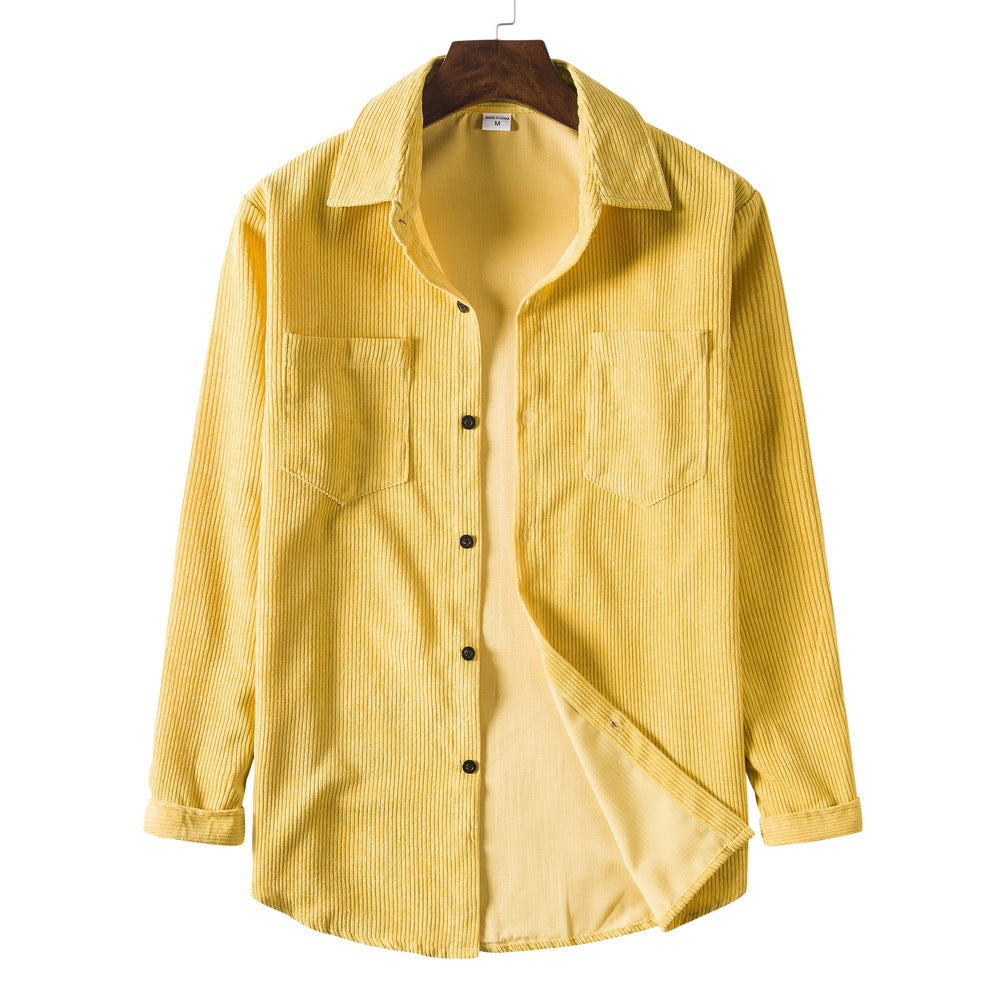 Men's Corduroy Shirt Elegant Button-Down Design