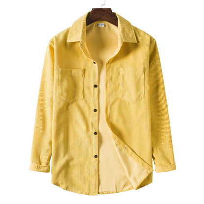 Men's Corduroy Shirt Elegant Button-Down Design
