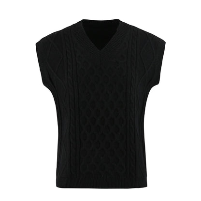 Women's Knitted Vest V-Neck Cable Knit Elegant Clothing