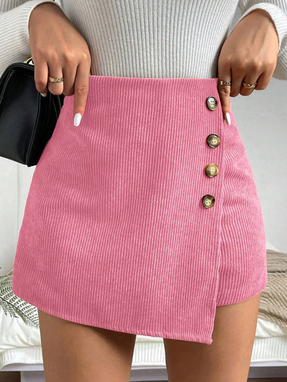 Women's Mini Skirt Figure-hugging Buttons Detail