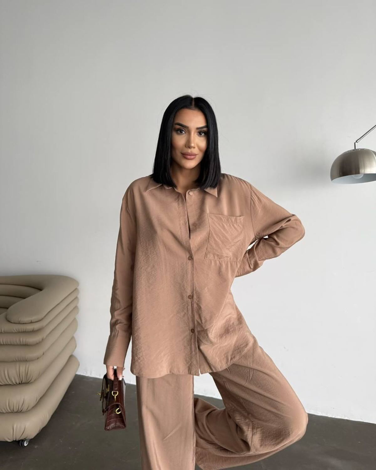Damen Seidenbluse Langarm Elegantes Design