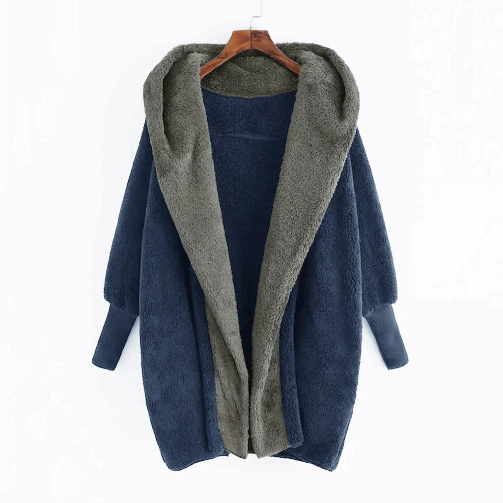 Soft Women's Cardigan Coat with Hood and Loose Fit