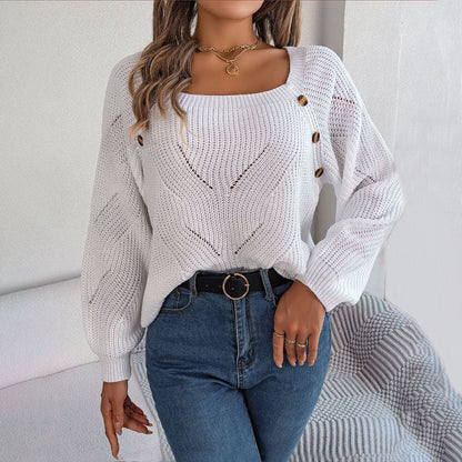 Comfortable Plain Knitted Sweater for Women