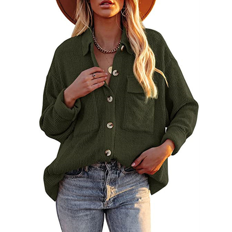 Women's Oversized Blouse with Texture and Buttons