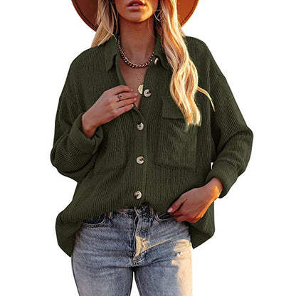 Women's Oversized Blouse with Texture and Buttons