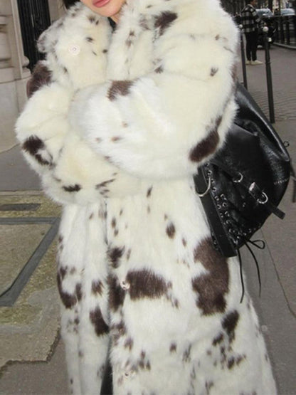 Women's Faux Fur Coat Colorful Pattern Chic