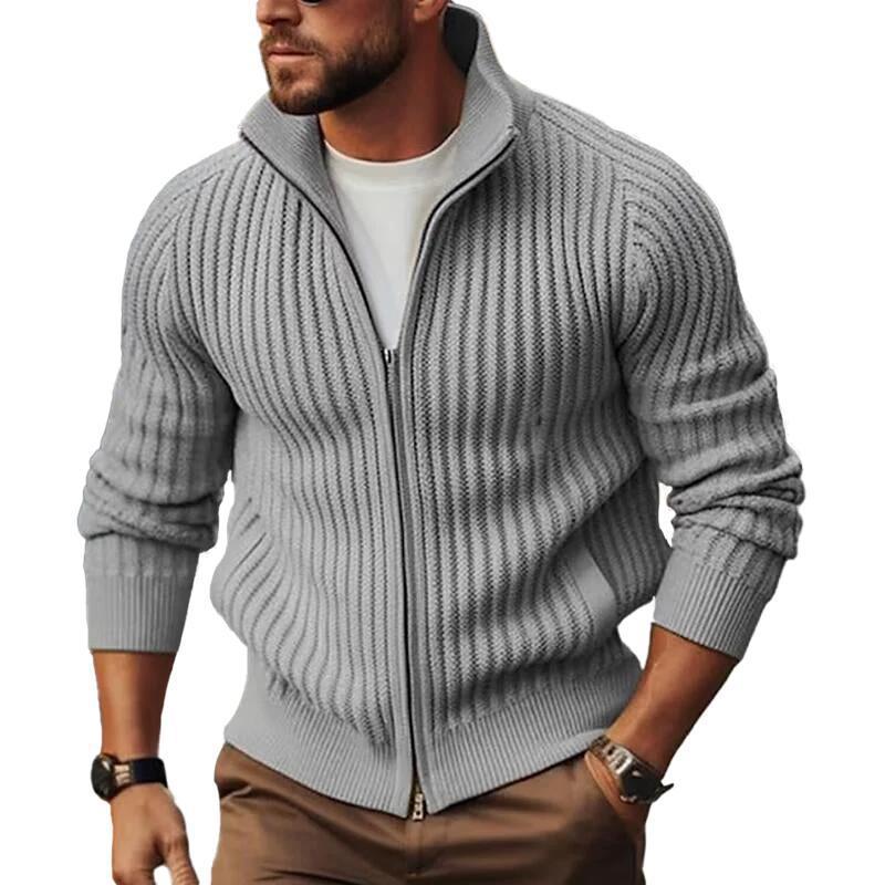 Men's Cardigan Modern Ribbed Design Zipper