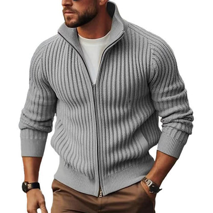 Men's Cardigan Modern Ribbed Design Zipper