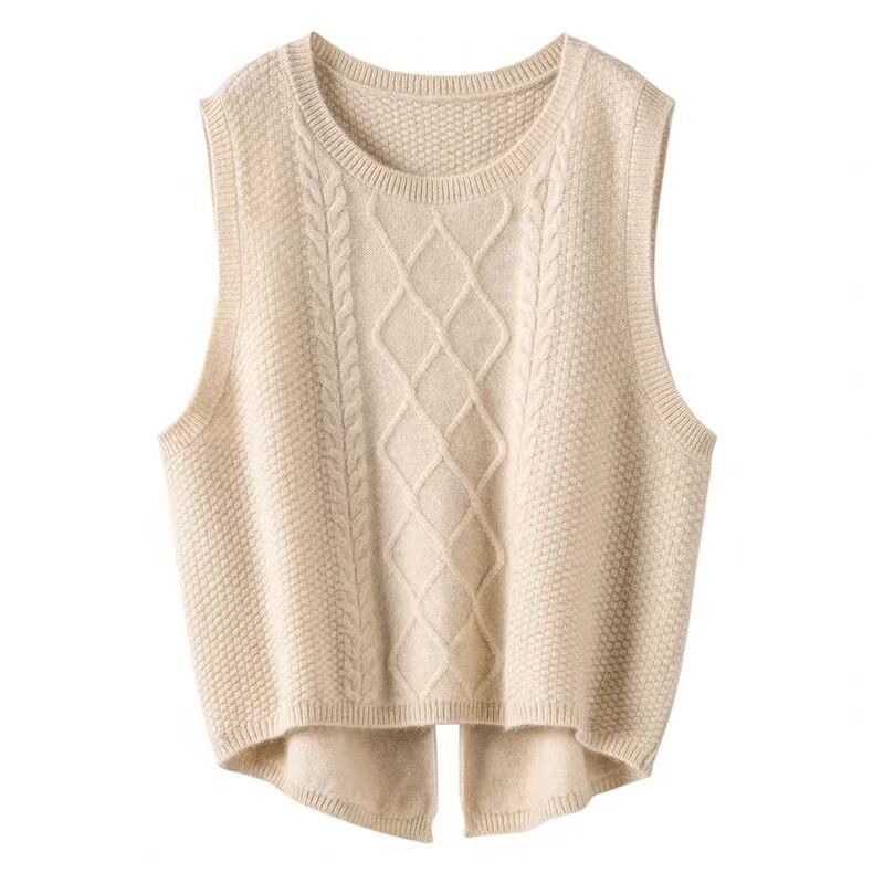 Women's Knitted Vest Sleeveless Cable Knit Modern Style