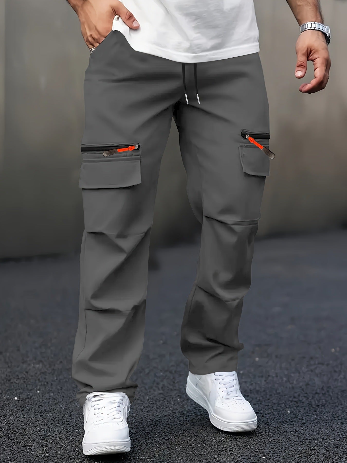 Men's Cargo Pants Comfortable Elastic Large Pockets