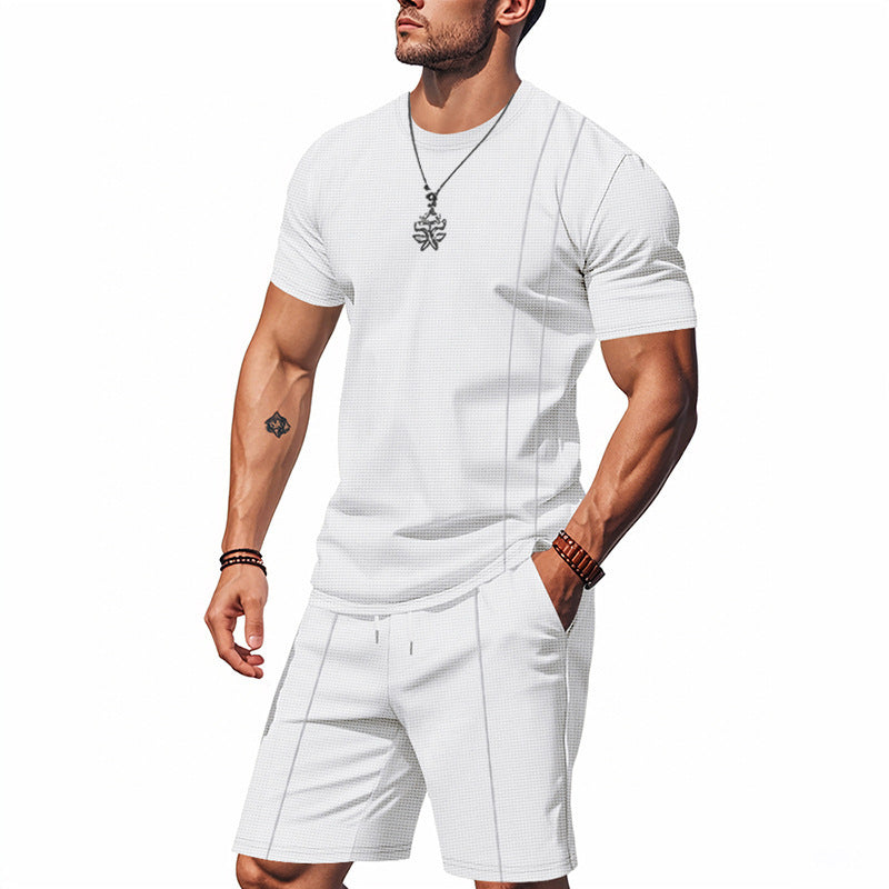 Men's Sports Outfit Short-Sleeve Shirt and Shorts Breathable