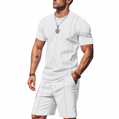 Men's Sports Outfit Short-Sleeve Shirt and Shorts Breathable