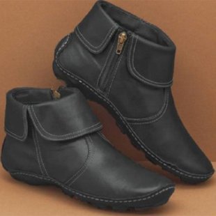 Women's Elegant Leather Ankle Boots Side Zipper