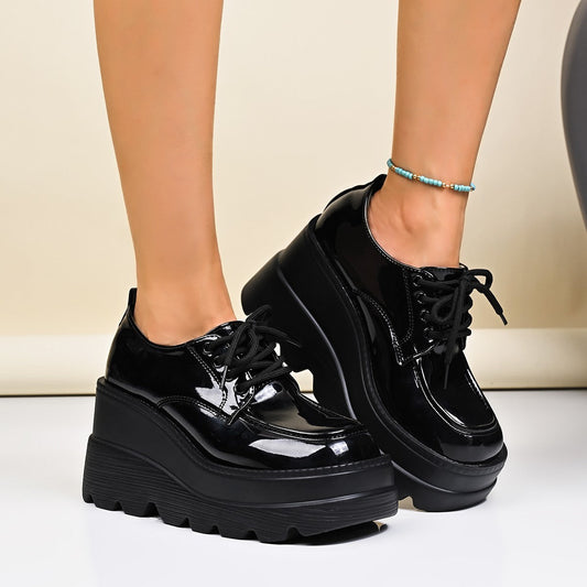Damen Plateau Schuhe Glänzend Rutschfest Hochzeitsschuhe - IdealeKleiden