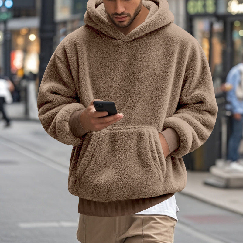 Men's Large Fleece Hoodie Comfortable Modern Kangaroo Pocket