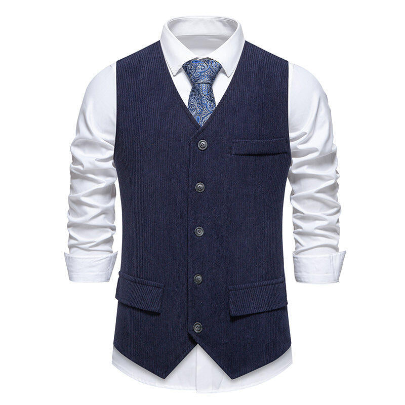 Men's Suit Vest Classic Herringbone Design Practical