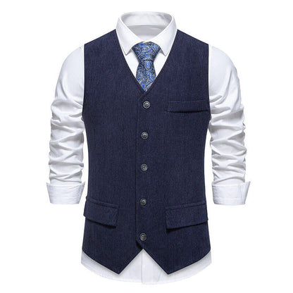 Men's Suit Vest Classic Herringbone Design Practical