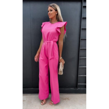 Women's Elegant Wide-Leg Ruffle Sleeve Jumpsuit