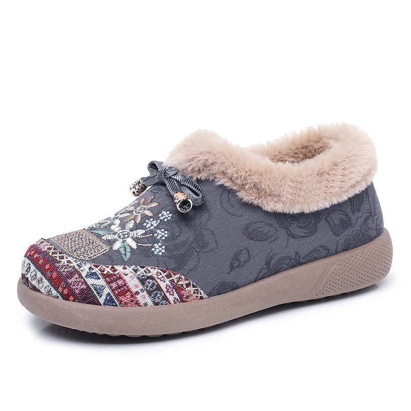 Women's Slippers Warm Fleece Floral Pattern