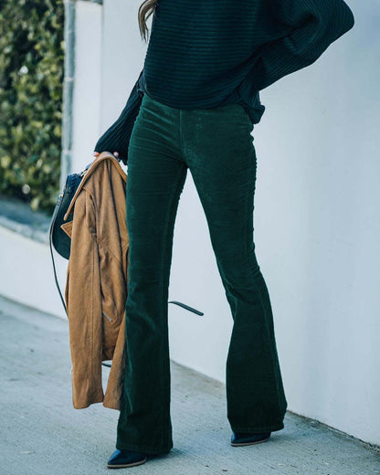 Elegant Women's Velvet Look Trousers