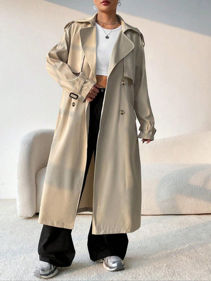 Elegant Women's Double-Breasted Trench Coat
