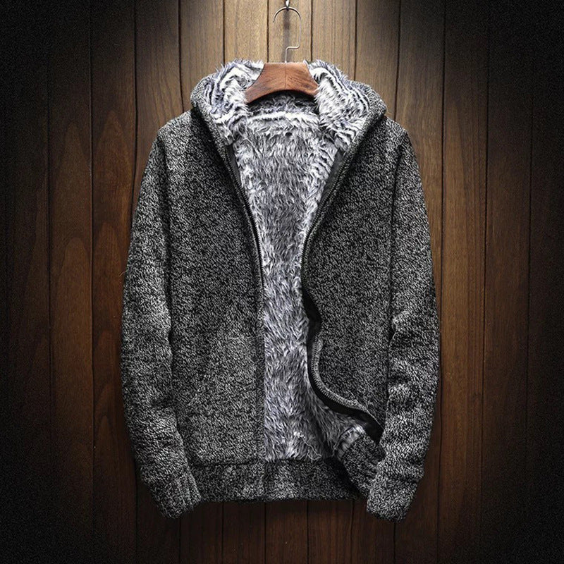 Men's Hooded Jacket Soft Fleece Warm Insulated