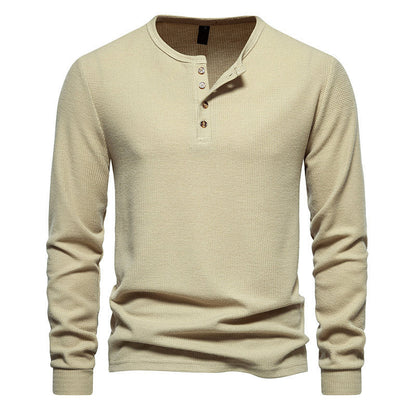 Herren Langarmshirt Strukturiert Knopfleiste Modern Style