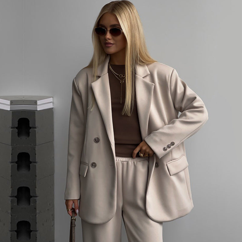 Women's Two-Piece Set Oversized Blazer Trousers Modern Chic