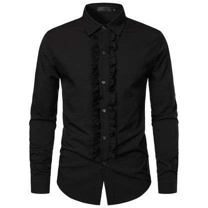 Men's Elegant Ruffle Design Shirt