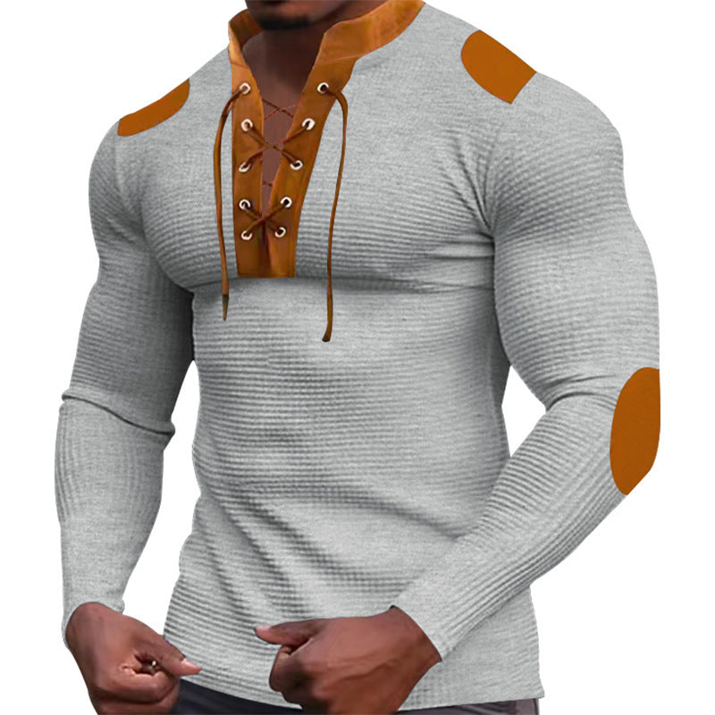Men's Long-Sleeve Structured Modern Lace-Up Design